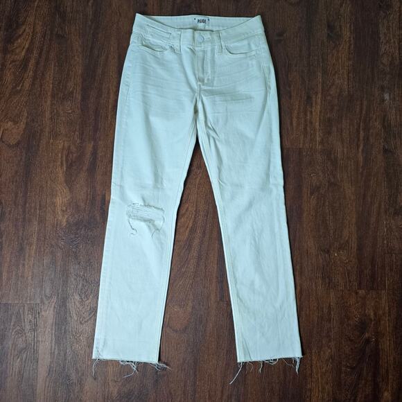 Paige Brigitte Mid-Rise Tailored Boyfriend Raw Cuff in White Wave Destructed - Picture 1 of 9